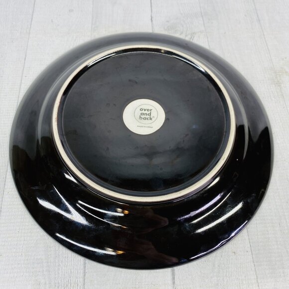 Over and Back Crackled Design Red Bronze Rim Round Ceramic Dinner Plates Set 4 - Picture 9 of 16